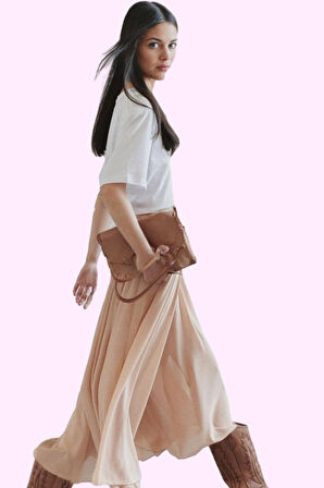 Kadın Midi Boy A line Şifon Etek Yüksek Bel Yaz Günlük Modern Tasarım Stilin Buluştuğu Yer