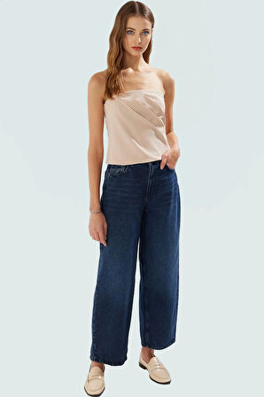 Fitted Straplez Dokuma Bluz Yazlık Şık Uzun Ömürlü Dayanıklı Malzeme Konforlu Kesim