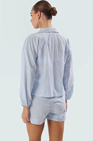 Yazlık Çizgili Pamuklu Gömlek Şort Takım Rahat Plaj Kombin Profesyonel Görünüm Kaliteli İşçilik