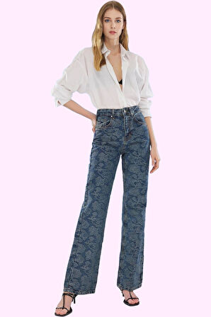 Kadın Yüksek Bel Geniş Paça Jeans Pantolon Pamuklu Günlük Kombinler Yaz Aylarının Vazgeçilmezi