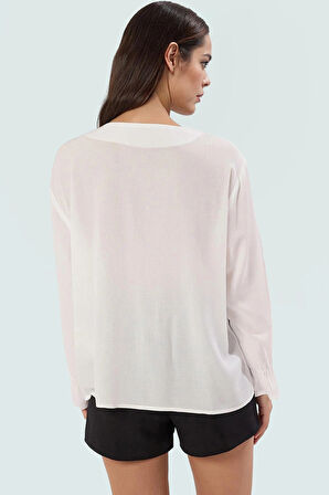 Yazlık Viskon Crinkle Bluz Nakışlı Balon Kol Günlük Şık Zarifane Tasarım Özel