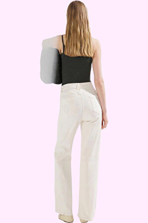 Kadın Yüksek Bel Geniş Paça Leopar Desenli Jean Pantolon Günlük Kombinler Kaliteli Malzeme