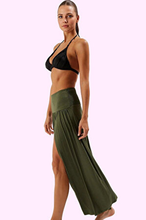 Kadın Maxi Örme Etek Yırtmaçlı Plaj Viskoz Yazlık Günlük Kullanım Yaz Aylarının Vazgeçilmezi