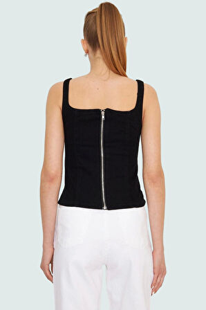 Kadın Denim Kalp Yaka Bluz Stretch Kumaş Günlük Tarz Profesyonel Görünüm Dayanıklı Malzeme