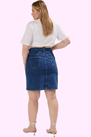 Kadın Denim Mini Etek Yüksek Bel A line 99 Pamuk Günlük Stil Hafta Sonu Yaz Aylarının Vazgeçilmezi