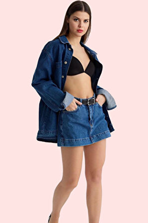 Kadın Denim Şort Etek Yüksek Bel Boru Paça Pamuklu Günlük Kombinler Yaz Aylarının Vazgeçilmezi