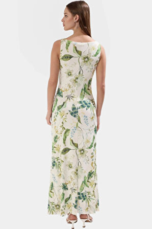 Yazlık Çiçekli Bodycon Elbise Maxi Uzunluk Örme Kumaş Premium Kalite Profesyonel Görünüm Uzun Ömürlü