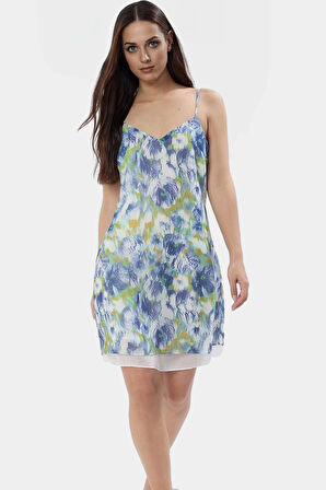 A line Şifon Mini Elbise Desenli Polyester Yazlık Günlük Modern Stil Rahat Kullanım Ve Şık