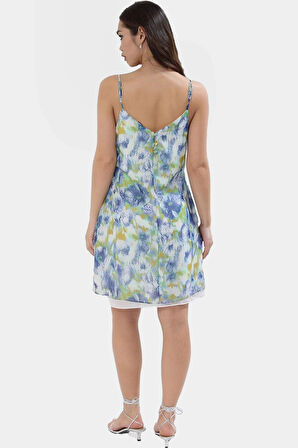 A line Şifon Mini Elbise Desenli Polyester Yazlık Günlük Modern Stil Rahat Kullanım Ve Şık