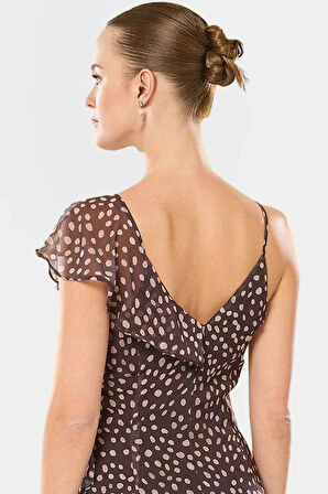 Yazlık Puantiyeli A Kesim Mini Elbise Şifon Dokuma Rahat Kullanım