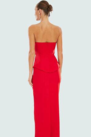 Straplez Fitted Dokuma Elbise Yaz Koleksiyonu Şık Tasarım Profesyonel Görünüm Rahat Kullanım