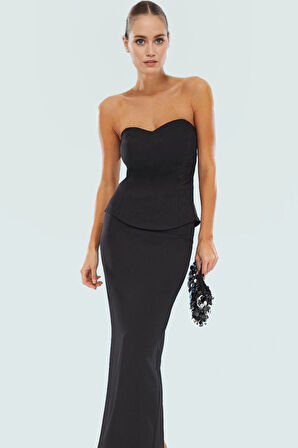 Straplez Fitted Dokuma Elbise Yaz Koleksiyonu Şık Tasarım Profesyonel Görünüm Rahat Kullanım