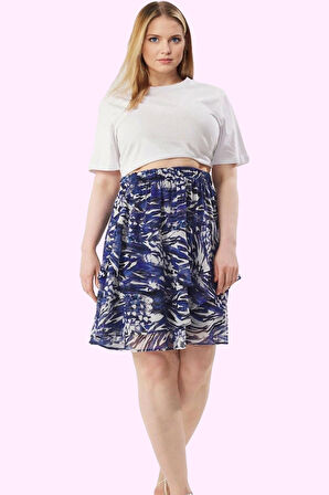 Kadın Büyük Beden Şifon Etek Baskılı Desen Yaz Günlük Kombinler Hafta Sonu Kaliteli Malzeme