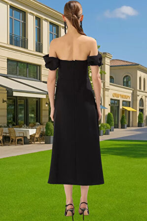 Midi Boy Beyaz Abiye Elbise Taş Detaylı Dokuma Yazlık Dayanıklı Malzeme Kaliteli İşçilik Şık Görünüm