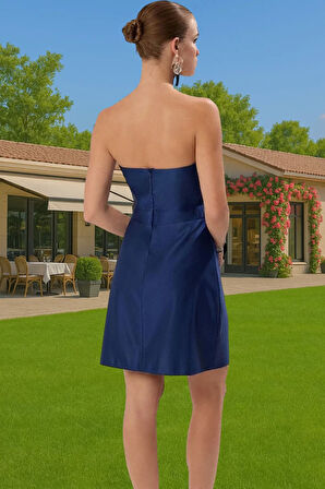 Kadın A Kesim Mini Straplez Mat Saten Abiye Elbise Mezuniyet Balo Rahat Kullanım Mükemmel Uyum