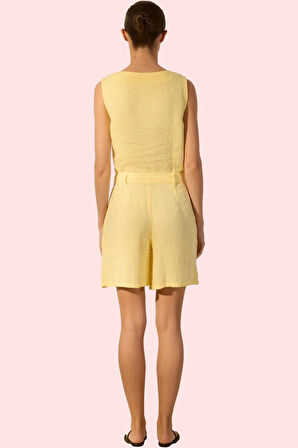 Kadın Keten Yüksek Bel City Short Şort Yaz Aylarının Vazgeçilmezi Günlük Kullanım Hafta Sonu