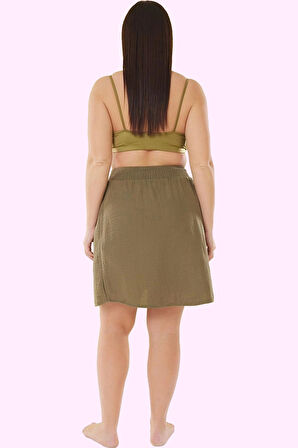 Kadın Büyük Beden Sarımlı Etek Pamuklu Dokulu Kumaş Günlük Kullanım Yaz Aylarının Vazgeçilmezi