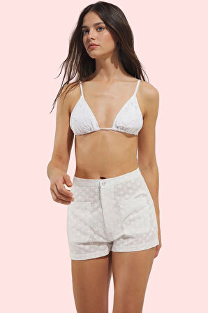 Kadın Brode Dokuma Dar Paça Plaj Şortu Yaz Aylarının Vazgeçilmezi Günlük Kullanım Hafta Sonu