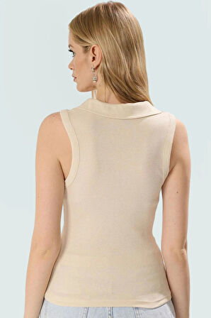 Kadın Polo Yaka Fitted Kaşkorse Bluz Yazlık Günlük Kombin Yüksek Kalite Özel Tasarım