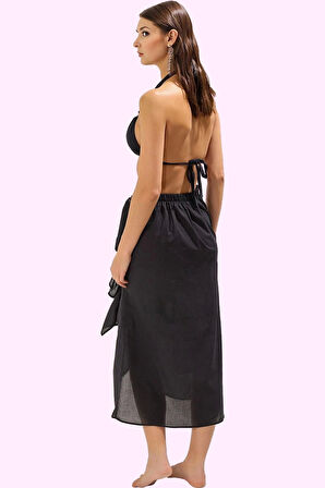 Kadın Midi Boy Dokuma Plaj Etek Cut Out Detaylı Pamuk Yazlık Günlük Kullanım Modern Tasarım