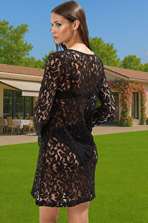 A line Mini Örme Dantel Plaj Elbisesi Uzun Kollu Yazlık Mükemmel Uyum Rahat Ve Şık Özel Tasarım