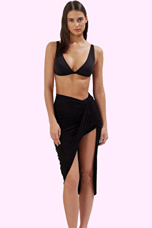 Kadın Midi Örme Drapeli Plaj Etek Yaz Aylarının Vazgeçilmezi Günlük Kullanım Modern Tasarım