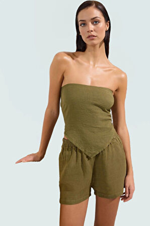 Keten Dokuma Regular Kalıp Kolsuz Büstiyer Plaj Bluz Rahat Ve Şık Trend Tasarım