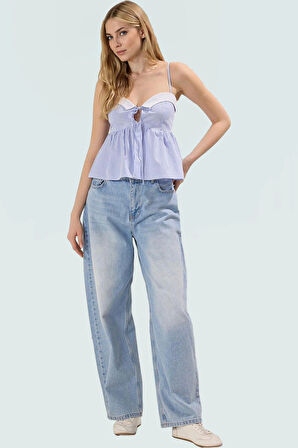 Pamuklu Terrycotton Dokuma Bluz İnce Askılı Yazlık Rahat Kalıp Özel Tasarım Seçkin Malzeme