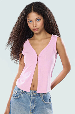 Poliviskon Kaşkorse V Yaka Fitted Crop Bluz Günlük Stil Konforlu Kesim Özenle Seçilmiş