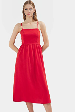 Kadın A Line Midi Boy Polyester Dokuma Elbise Günlük Kullanım Mükemmel Uyum Özel Tasarım