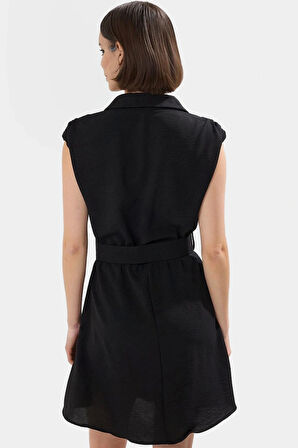 Kadın Kısa A Kesim Kemerli Elbise Polyester Dokuma Günlük Stil Profesyonel Görünüm Mükemmel Uyum