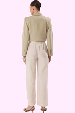 Kadın Geniş Paça Dokuma Pantolon Renk Casual Günlük Stil Hafta Sonu Yaz Aylarının Vazgeçilmezi