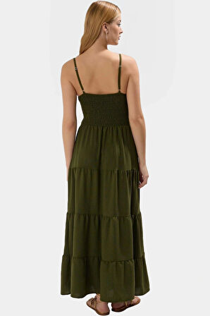 Maxi Elbise Dokuma Kumaş Halter Yaka Günlük Yaz Elbisesi Zarifane Tasarım Dayanıklı Malzeme