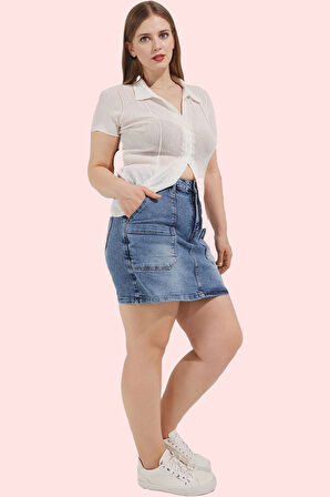 Kadın Denim Şort Etek Yüksek Bel Kısa Boy Casual Günlük Hafta Sonu Yaz Aylarının Vazgeçilmezi