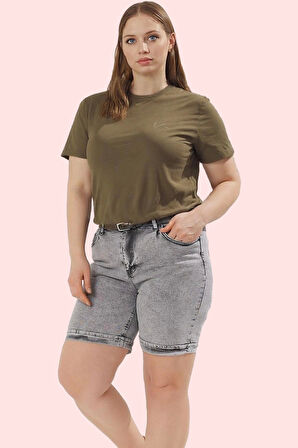 Kadın Denim Yüksek Bel Geniş Paça Şort Regular Boy Günlük Stil Hafta Sonu Kaliteli Malzeme