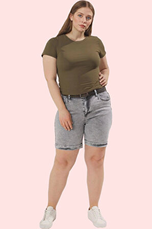 Kadın Denim Yüksek Bel Geniş Paça Şort Regular Boy Günlük Stil Hafta Sonu Kaliteli Malzeme