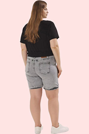 Kadın Denim Yüksek Bel Geniş Paça Şort Regular Boy Günlük Stil Hafta Sonu Kaliteli Malzeme