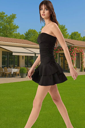 Straplez A Kesim Mini Örme Abiye Elbise Yaz Mezuniyet Mükemmel Uyum Uzun Ömürlü Mükemmel Uyum