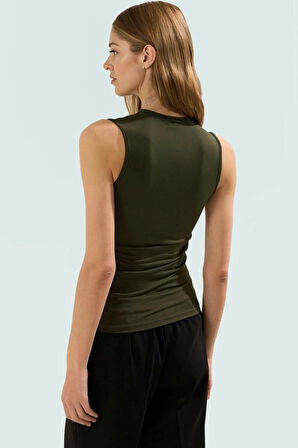 Fitted Kolsuz Örme Bluz Asimetrik Yaka Günlük Stil Profesyonel Görünüm Modern Şık