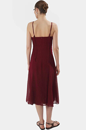 A line Midi Şifon Elbise Polyester Dokuma Yazlık Zarifane Tasarım Trend