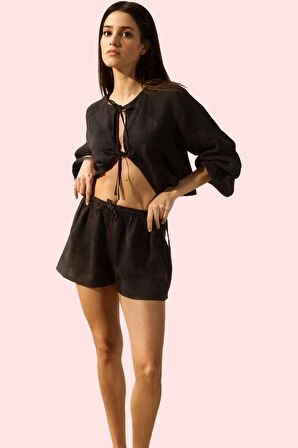 Kadın Keten Şort Yazlık Plaj Şortu Rahat Boru Paça Renk Günlük Kullanım Yaz Aylarının Vazgeçilmezi