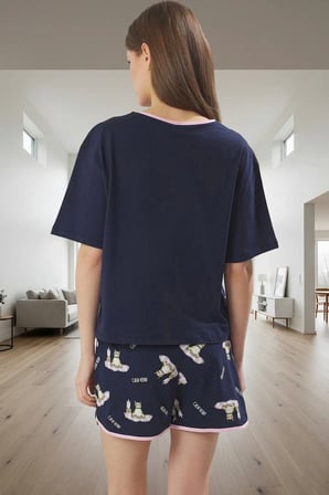 Kadın %100 Pamuklu Kısa Kollu Bisiklet Yaka Pijama Takımı Rahat Kullanım Uzun Ömürlü Modern Stil