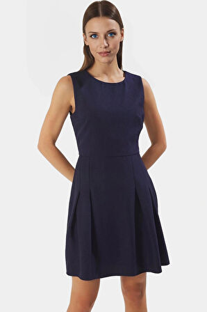 A Line Mini Keten Görünümlü Polyester Elbise Yazlık Günlük Tarz Kullanım İçin