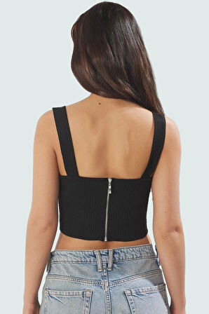 Ajurlu Fitted Triko Bluz Yazlık Günlük Tarz Konforlu Kesim