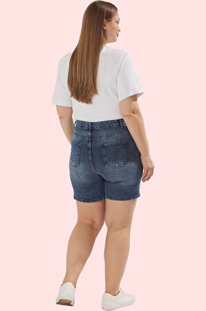 Kadın Denim Şort Yüksek Bel Regular Boy Taşlı Detaylar Günlük Kombinler Yaz Aylarının Vazgeçilmezi