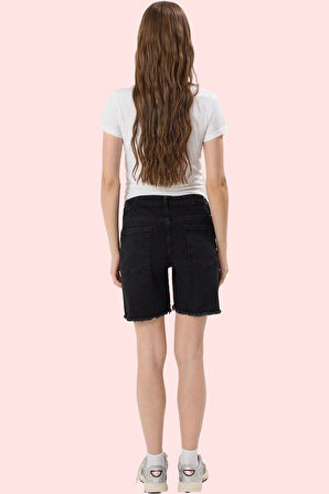 Hamile Kadın Denim Şort Yüksek Bel Regular Boy Günlük Stil Hafta Sonu Yaz Aylarının Vazgeçilmezi