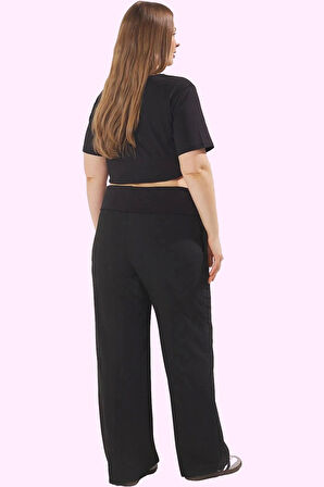 Kadın Yüksek Bel Geniş Paça Uzun Boy Pantolon Rahat Kalıp Günlük Kombinler Kaliteli Malzeme