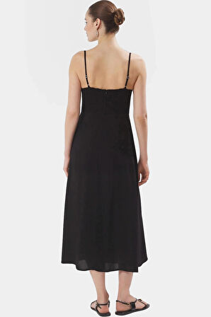 Maxi A line Viskoz Dokuma Elbise Günlük Şıklık İçin Seçkin Malzeme Şık Görünüm Modern Stil