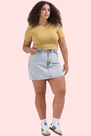 Kadın Denim Şort Etek Yüksek Bel Geniş Paça Pamuklu Günlük Kombinler Yaz Aylarının Vazgeçilmezi