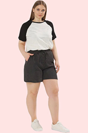 Kadın Büyük Beden Örme Şort Regular Fit Günlük Kullanım Hafta Sonu Yaz Aylarının Vazgeçilmezi